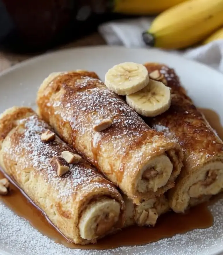 Delicious Banana Peanut Butter French Toast Roll-Ups Recipe