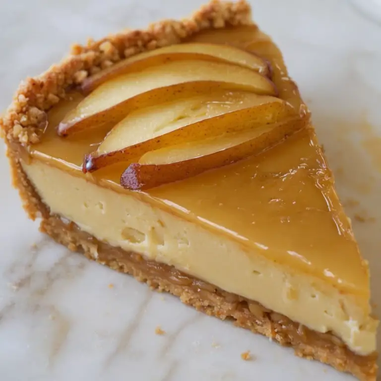 Indulge in Decadent Caramelized Pear Cheesecake Slice Delight