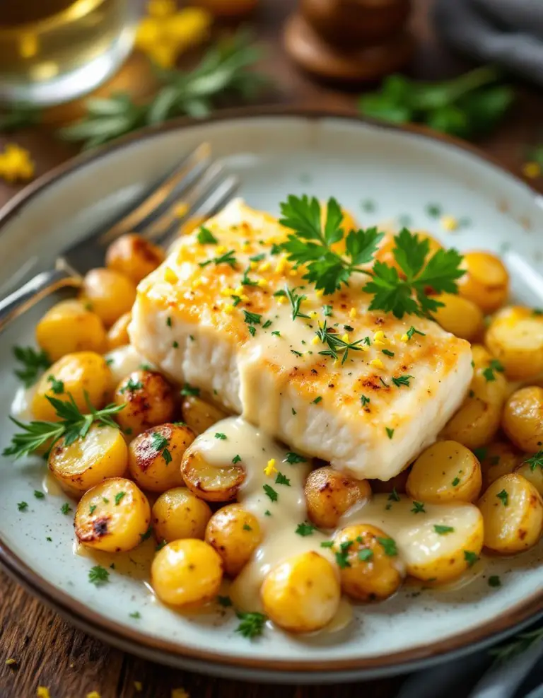Easy Cod and Potatoes in Rosemary Cream Sauce – Ready in 30 Minutes
