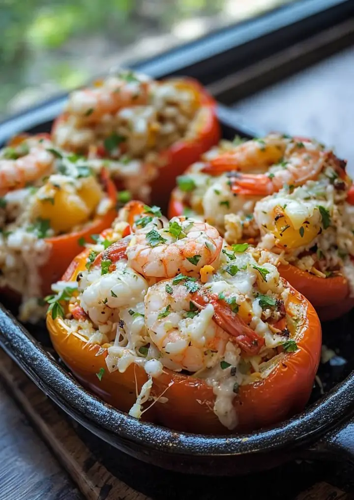 Delicious Crab and Shrimp Stuffed Bell Peppers Recipe