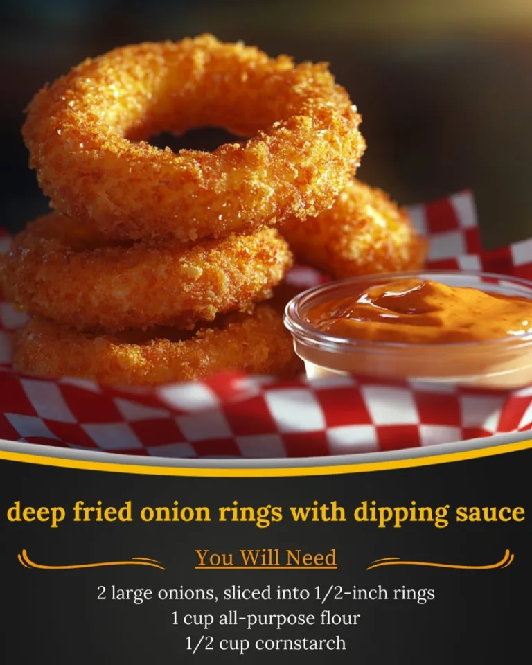Crispy Deep Fried Onion Rings with Delicious Dipping Sauce