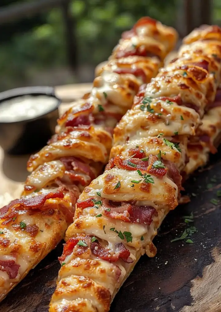 Delicious Garlic Butter Bacon Alfredo Pizza Twists Recipe