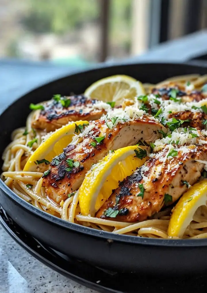 Delicious Garlic Butter Chicken with Lemon Parmesan Pasta Recipe