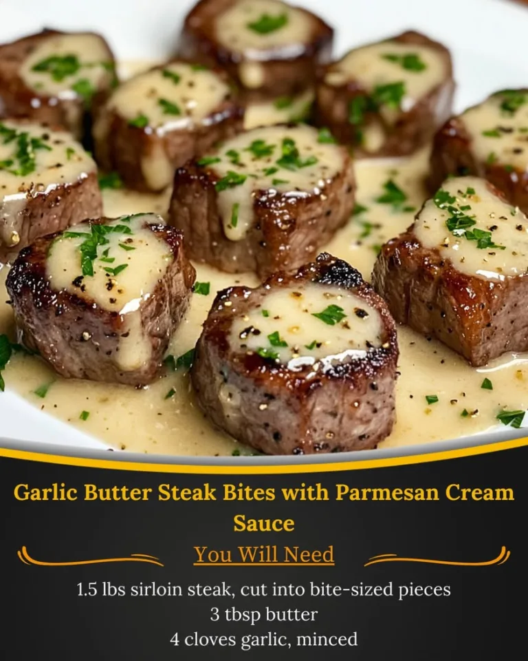 Savory Garlic Butter Steak Bites with Rich Parmesan Cream Sauce