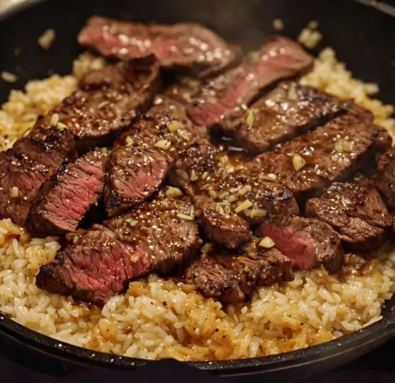 Savor the Best Honey Garlic Butter Steak and Rice Skillet