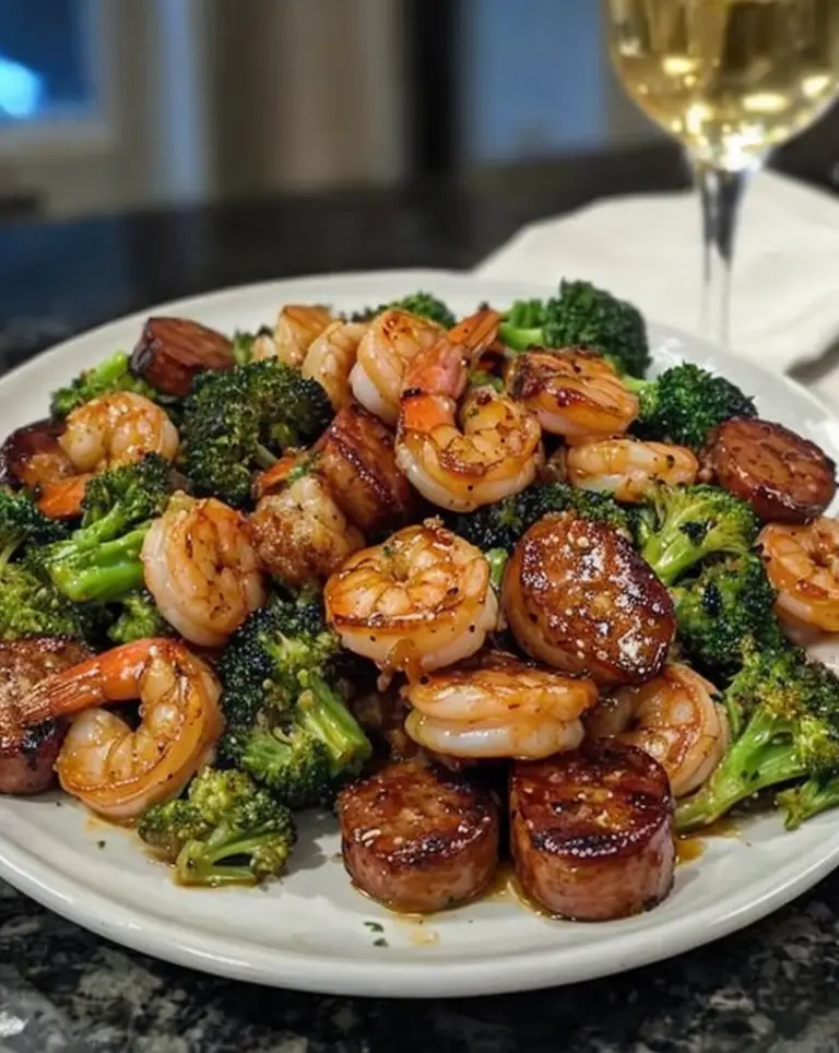 Savory Honey-Glazed Shrimp and Sausage with Broccoli Delight