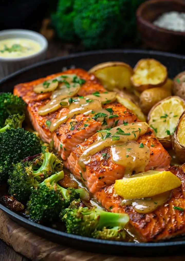 Lemon Salmon with Crispy Potatoes and Broccoli: A Flavorful Delight