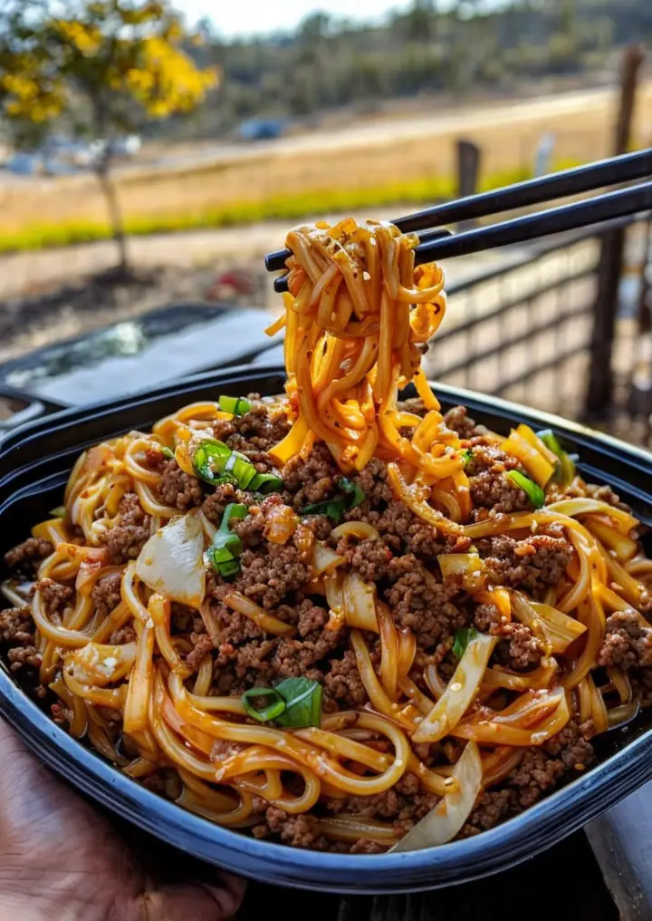 Savor Authentic Mongolian Noodles with Ground Beef Recipe