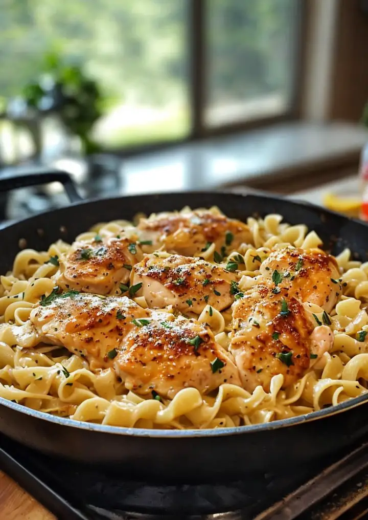 Easy One-Pan Chicken with Buttered Noodles for Dinner