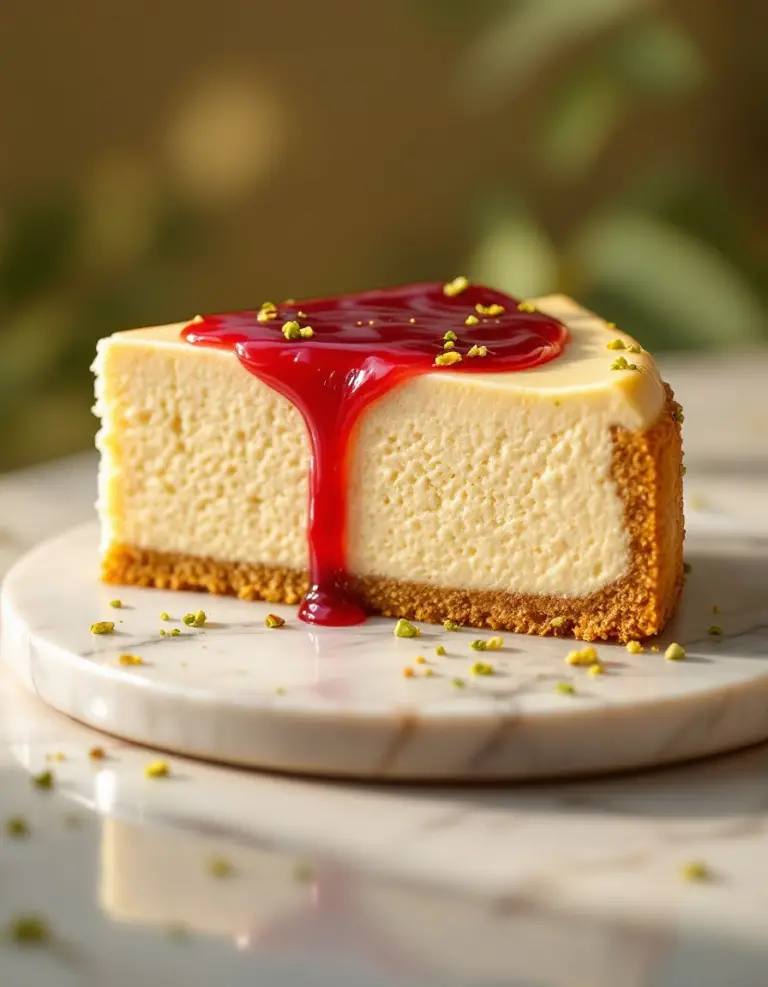 Easy Pistachio Raspberry Cheesecake – Creamy No-Bake Dessert