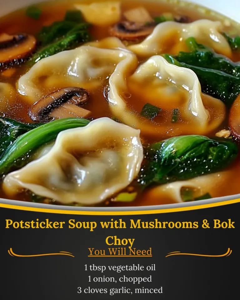 Savory Potsticker Soup with Mushrooms and Bok Choy Recipe