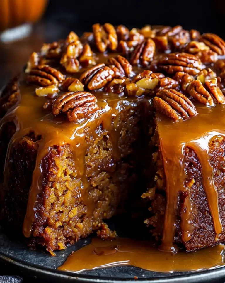 Indulge in Irresistible Praline Upside-Down Pumpkin Cake Today