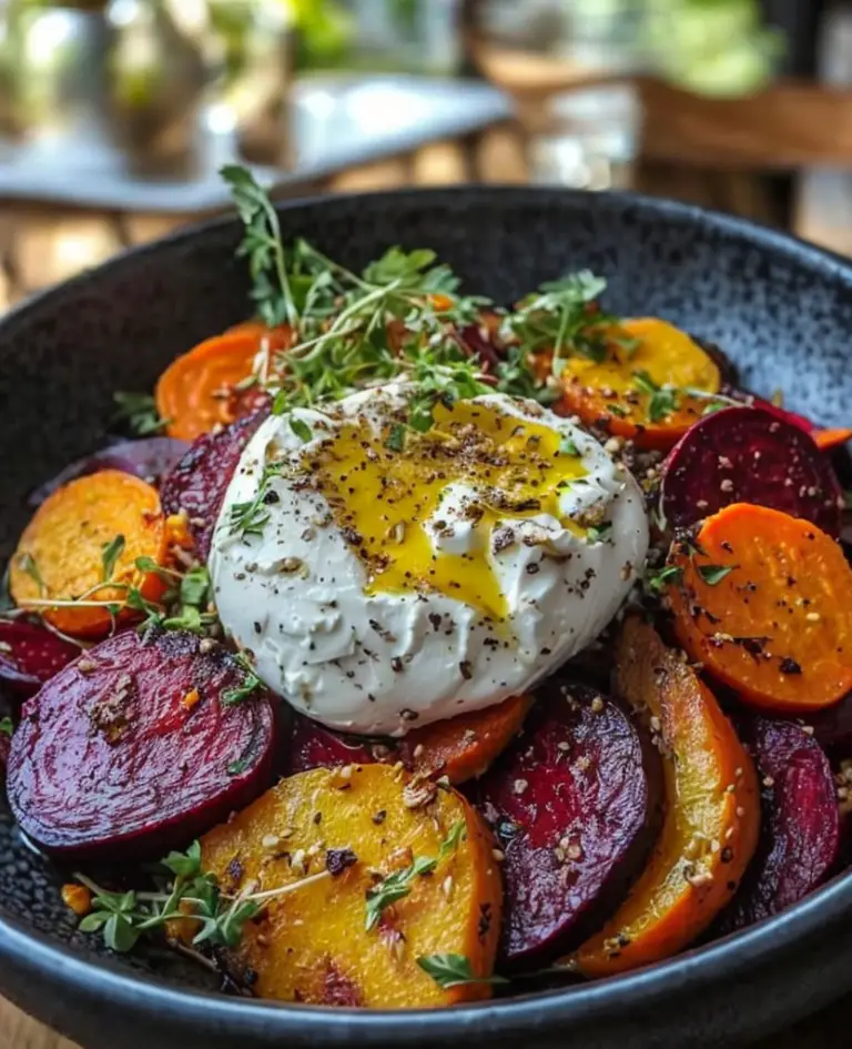 Delicious Roasted Beets and Carrots Salad with Creamy Burrata