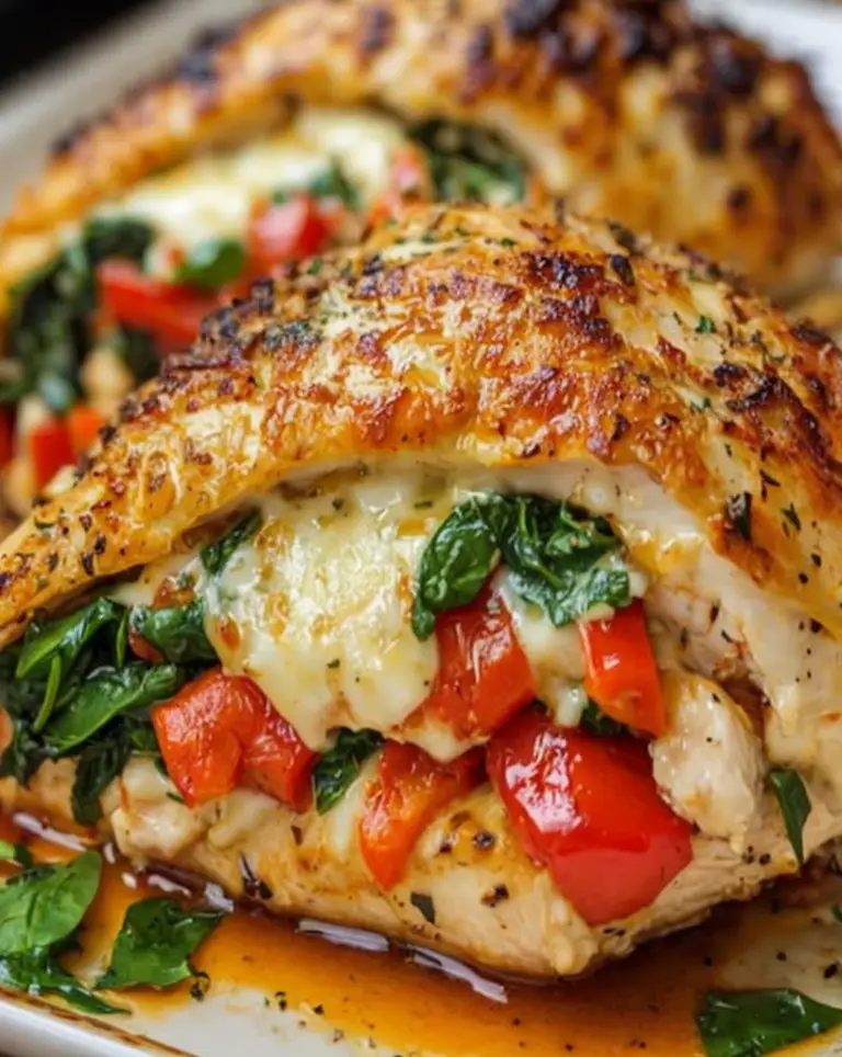 Savory Stuffed Chicken with Peppers, Spinach, and Mozzarella Recipe