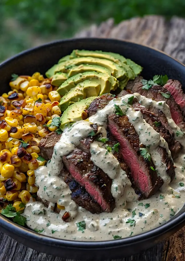 Delicious Steak Avocado and Roasted Corn Bowl Recipe to Try