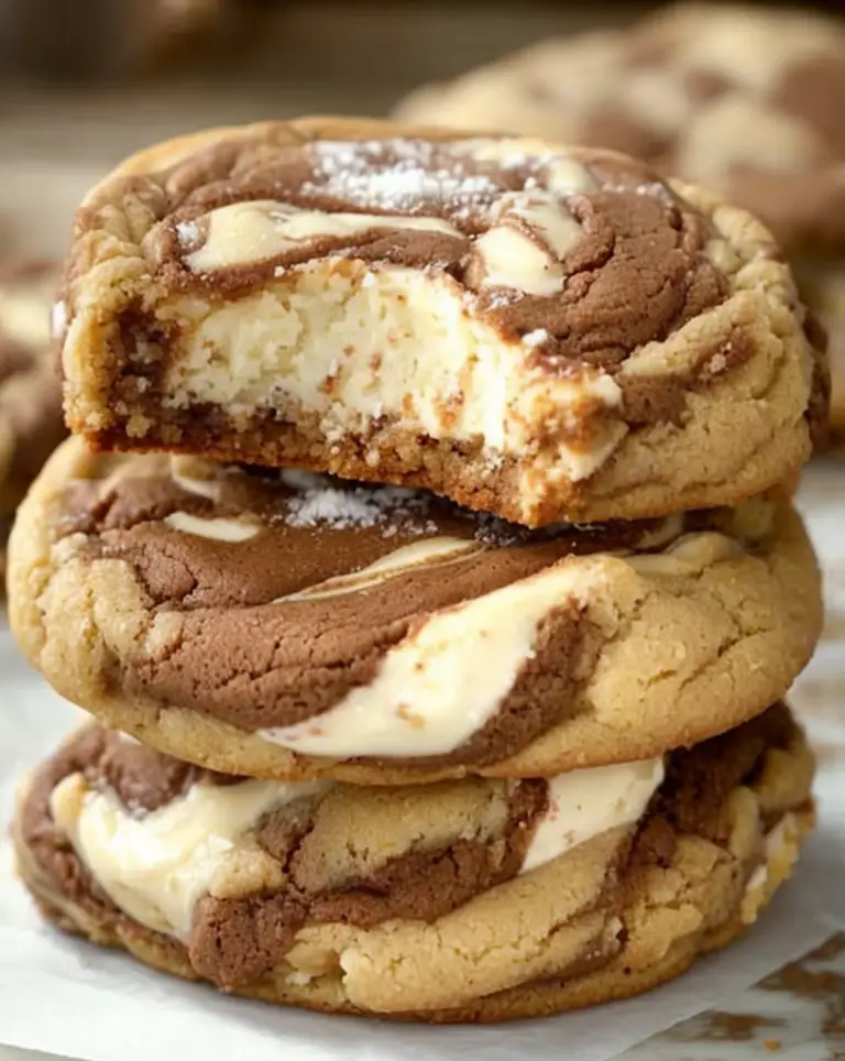 Indulge in Swirled Chocolate and Vanilla Cheesecake Cookies Delight