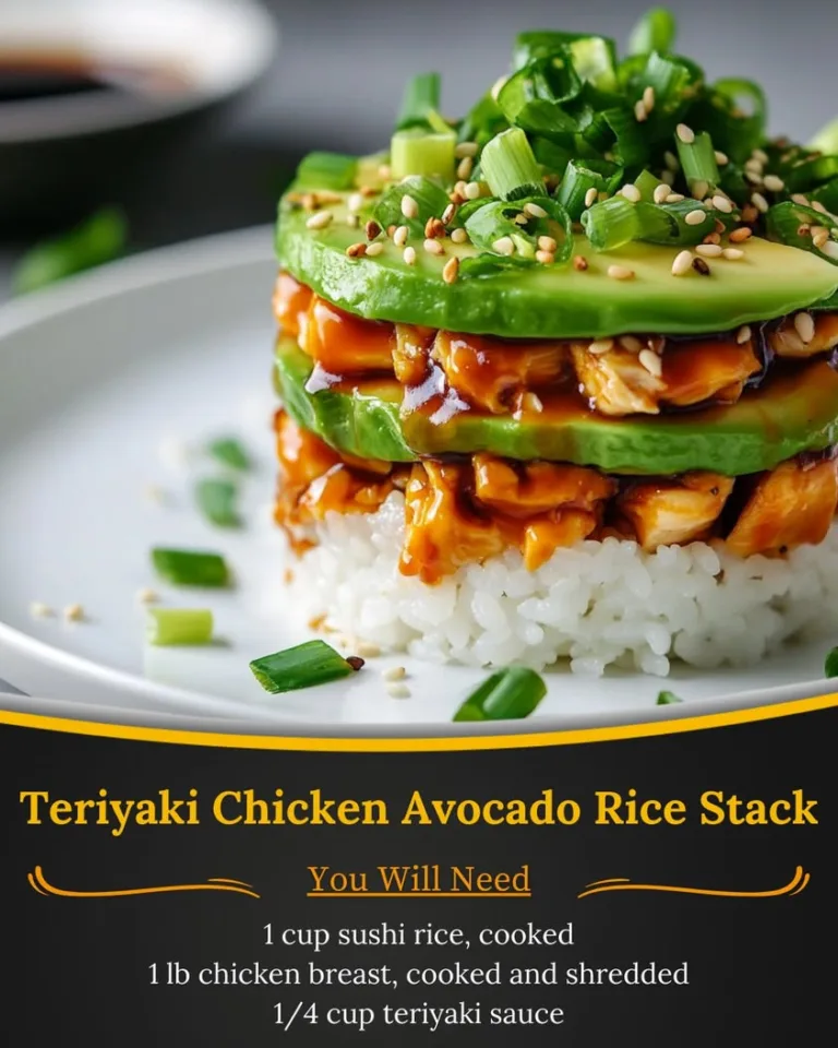 Delicious Teriyaki Chicken Avocado Rice Stack Recipe for Dinner