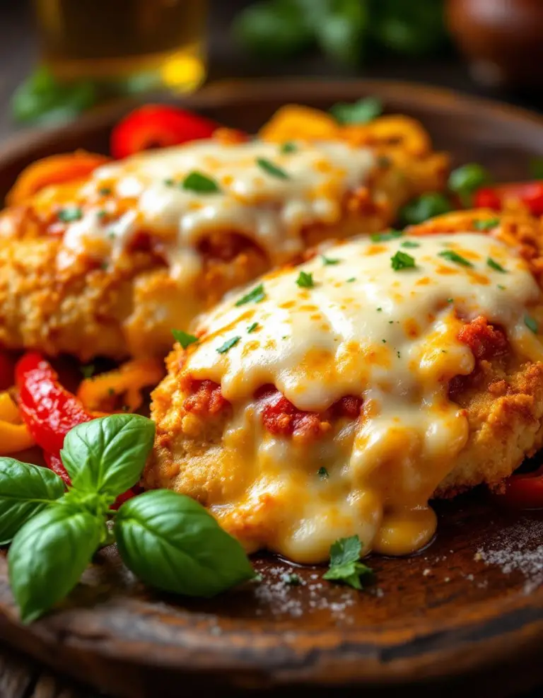 Ultimate Three-Cheese Chicken Parmesan with Bell Peppers