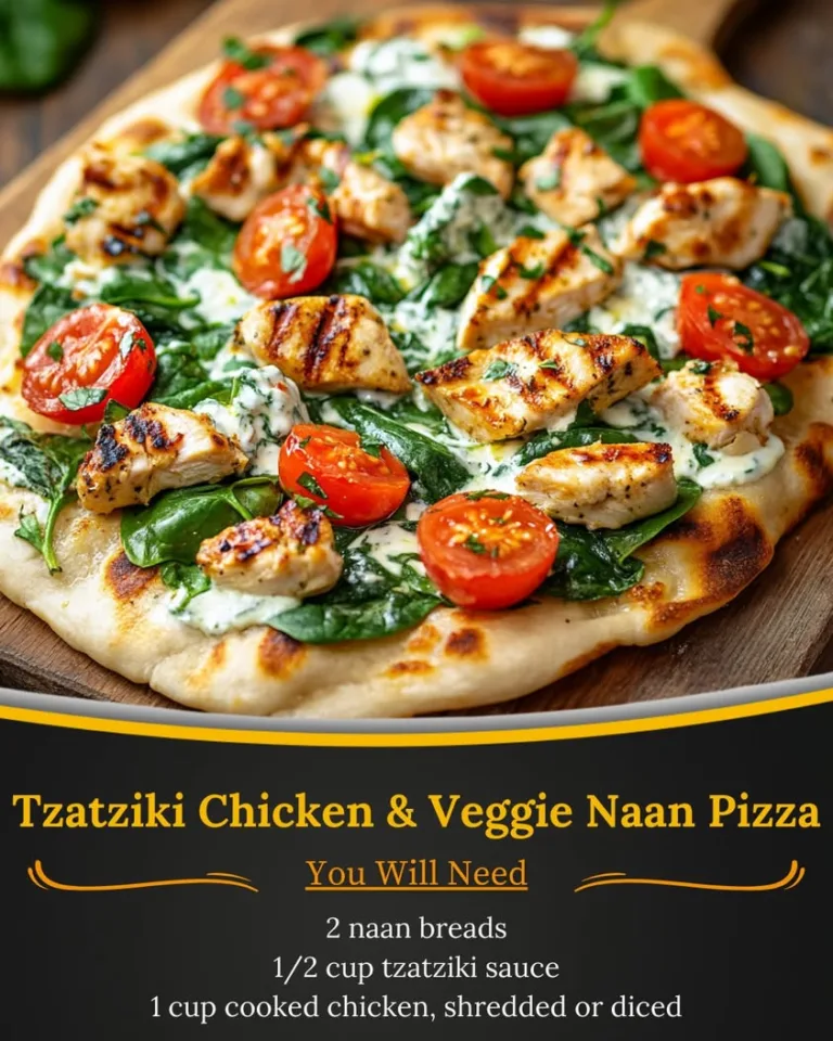 Delicious Tzatziki Chicken & Veggie Naan Pizza Recipe Unveiled