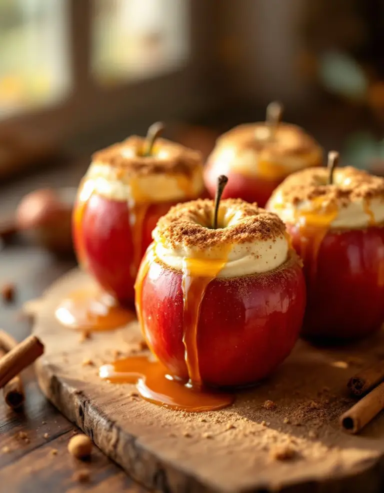 Best Warm Cinnamon-Stuffed Apples with Cheesecake Filling
