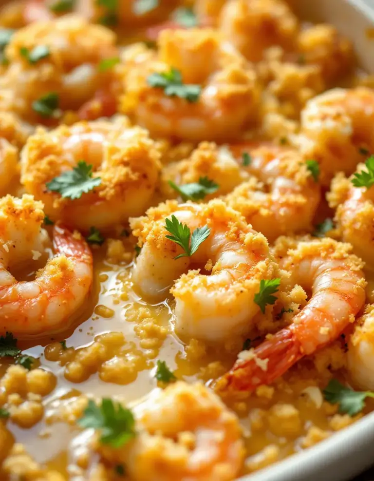 Easy Baked Stuffed Shrimp Casserole with Buttery Crumbs