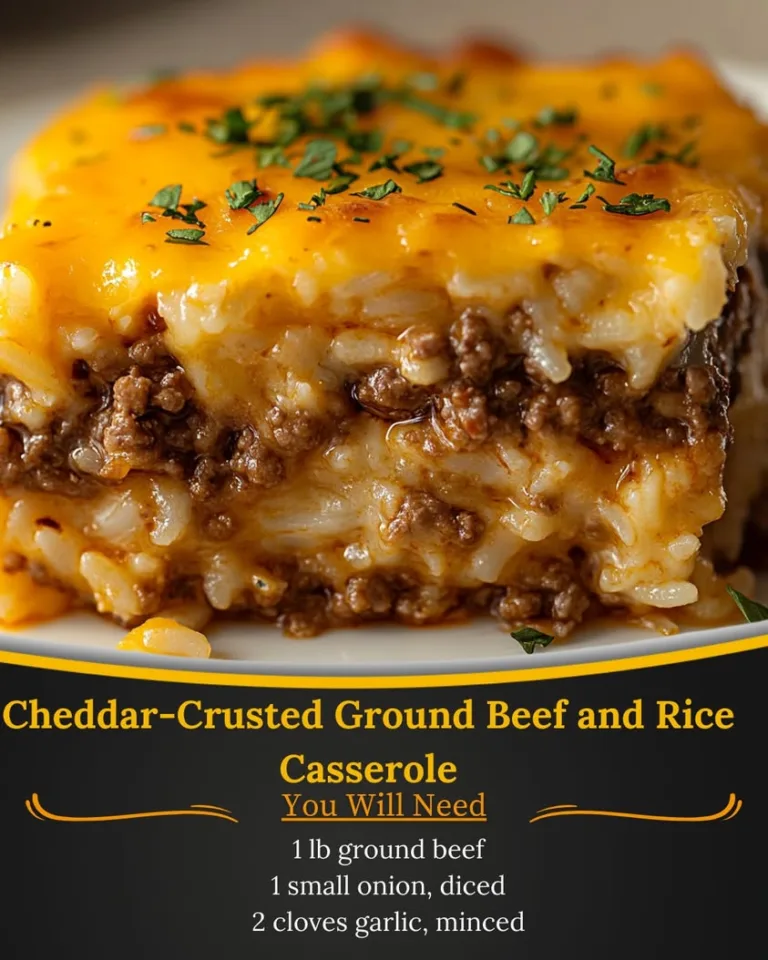 Delicious Cheddar-Crusted Ground Beef and Rice Casserole Recipe