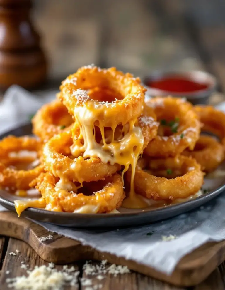 Easy Cheesy Onion Rings with Crispy Golden Coating
