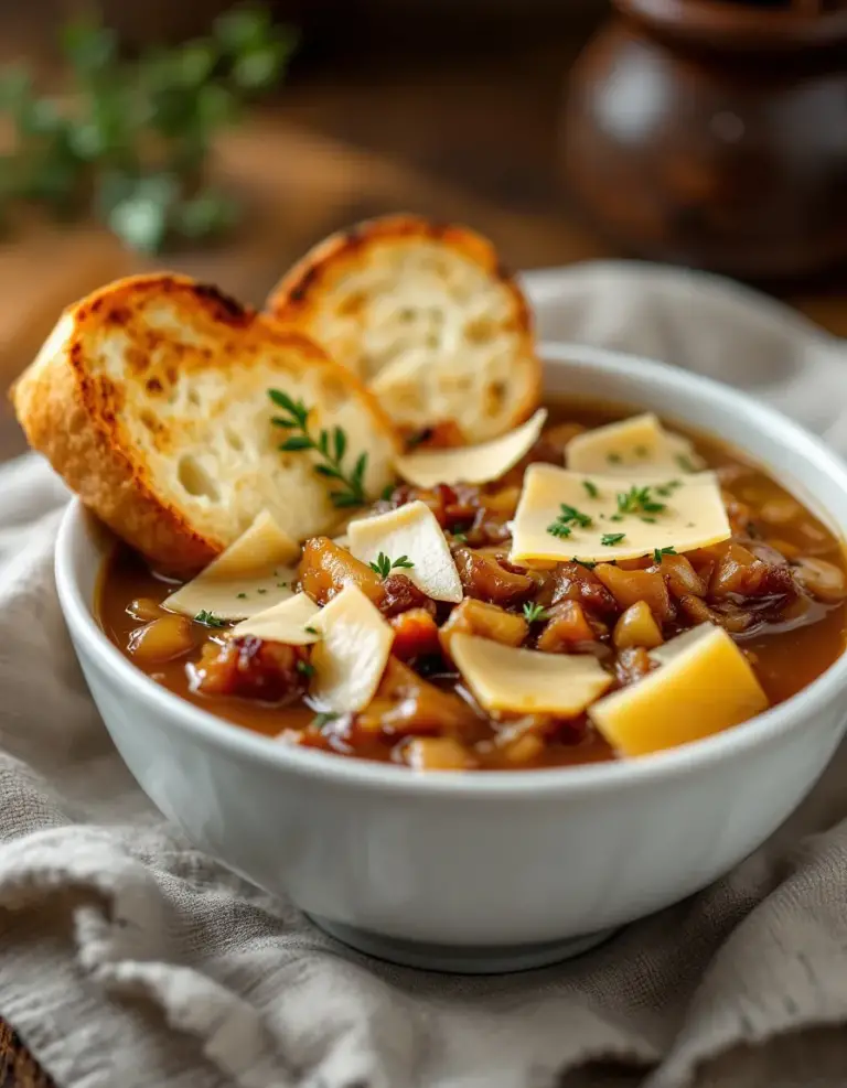 Classic French Onion Soup with Rich Caramelized Onions