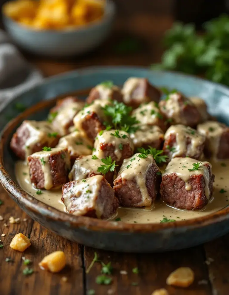 Easy Creamy Steak Bites with Garlic Butter Sauce