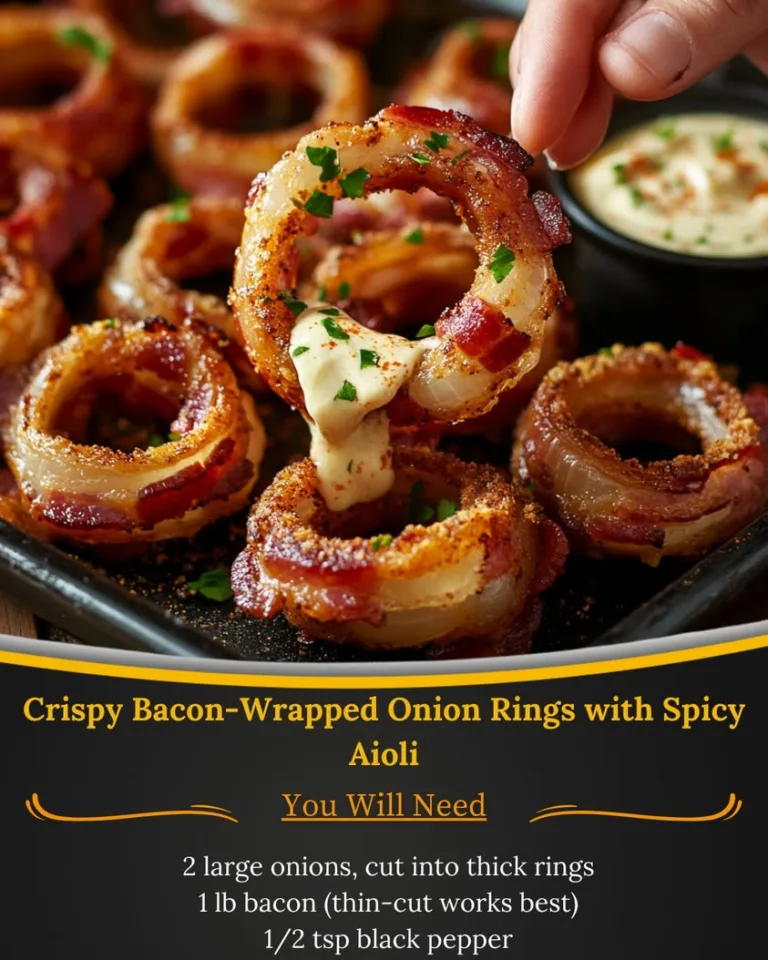 Crispy Bacon-Wrapped Onion Rings with Spicy Aioli Recipe Delight