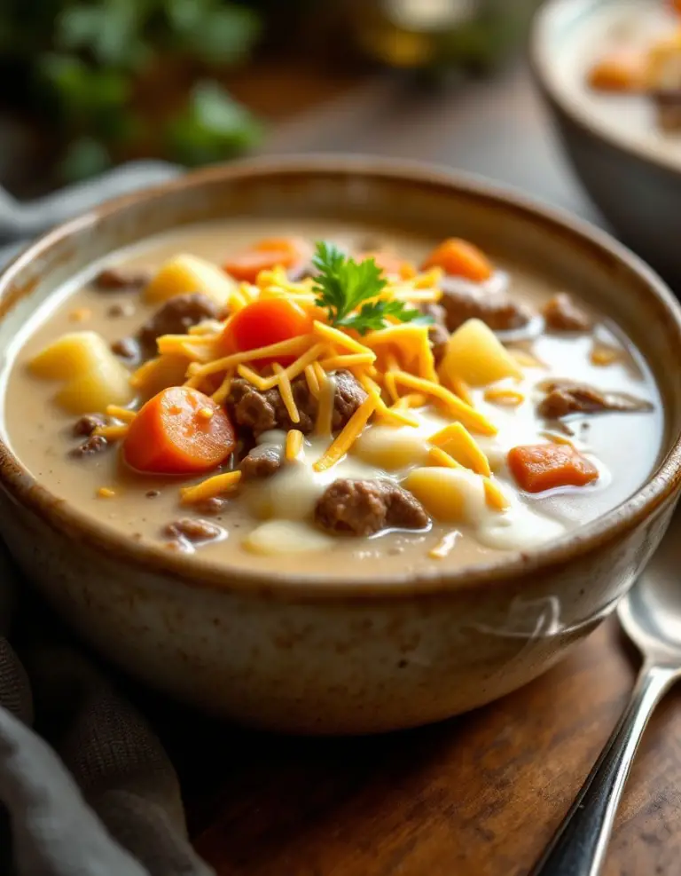 Best Crockpot Creamy Potato & Hamburger Soup – Family Favorite