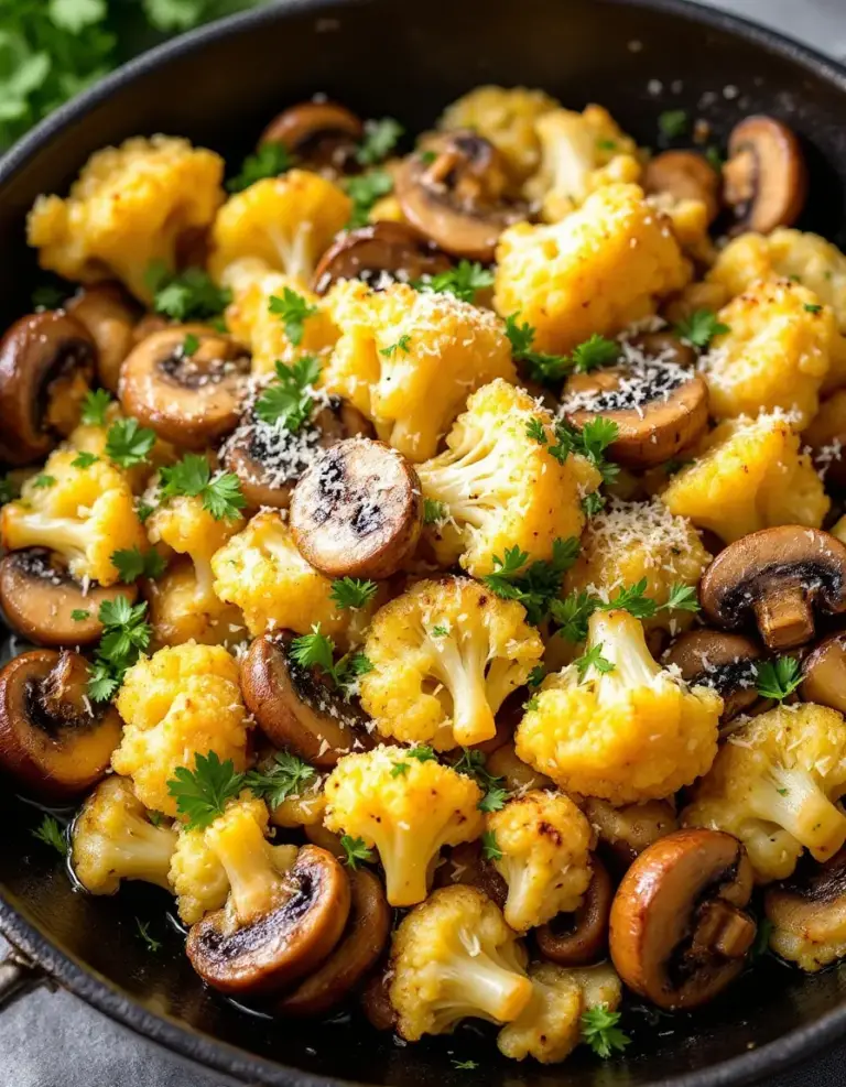 Easy Garlic Mushrooms Cauliflower Skillet – Ready in 20 Min
