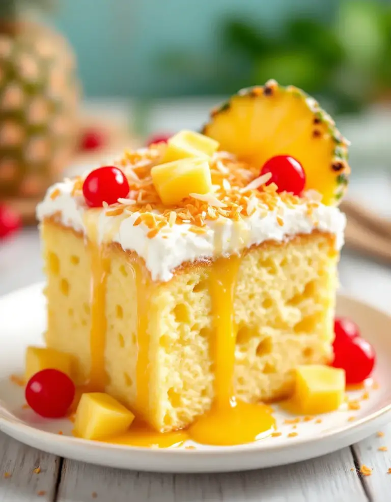 Best Hawaiian Pineapple Coconut Poke Cake – Moist & Tropical