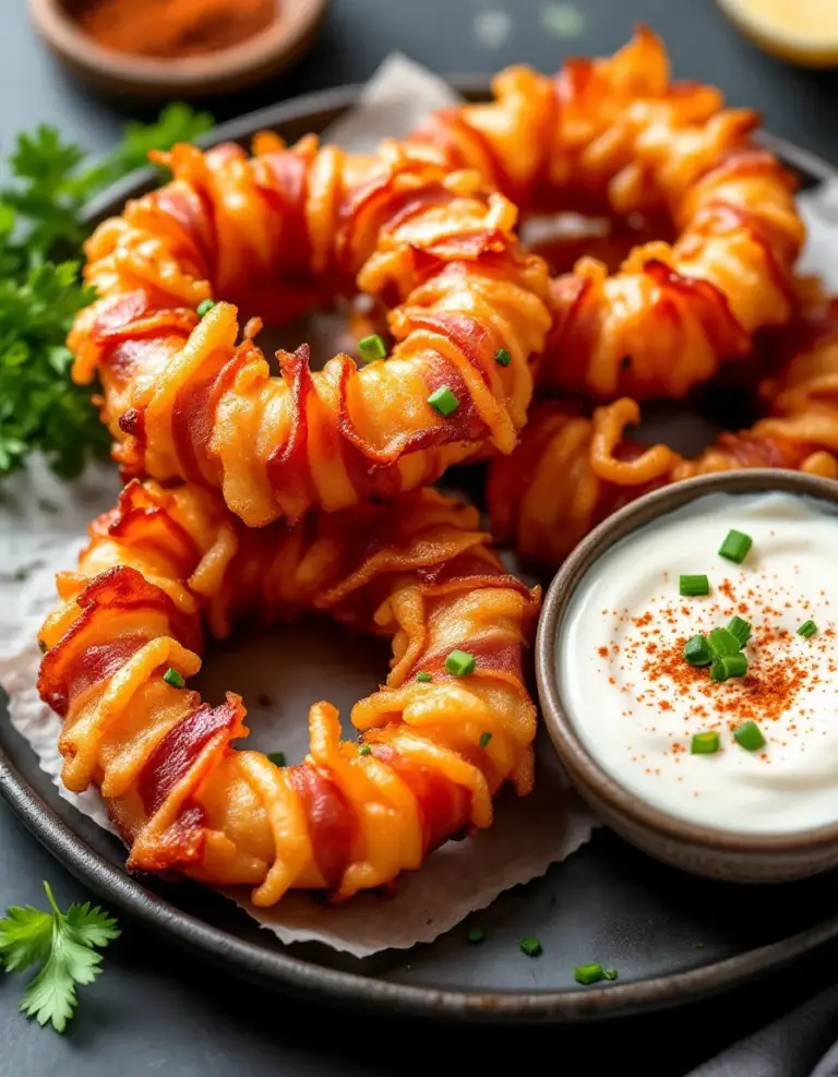 Easy Keto Bacon Wrapped Onion Rings – Crispy & Low Carb