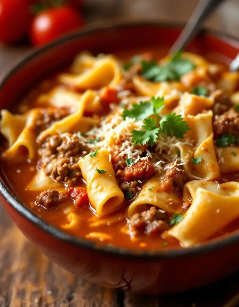 Easy Lasagna Soup with Rich Tomato & Cheese Flavor