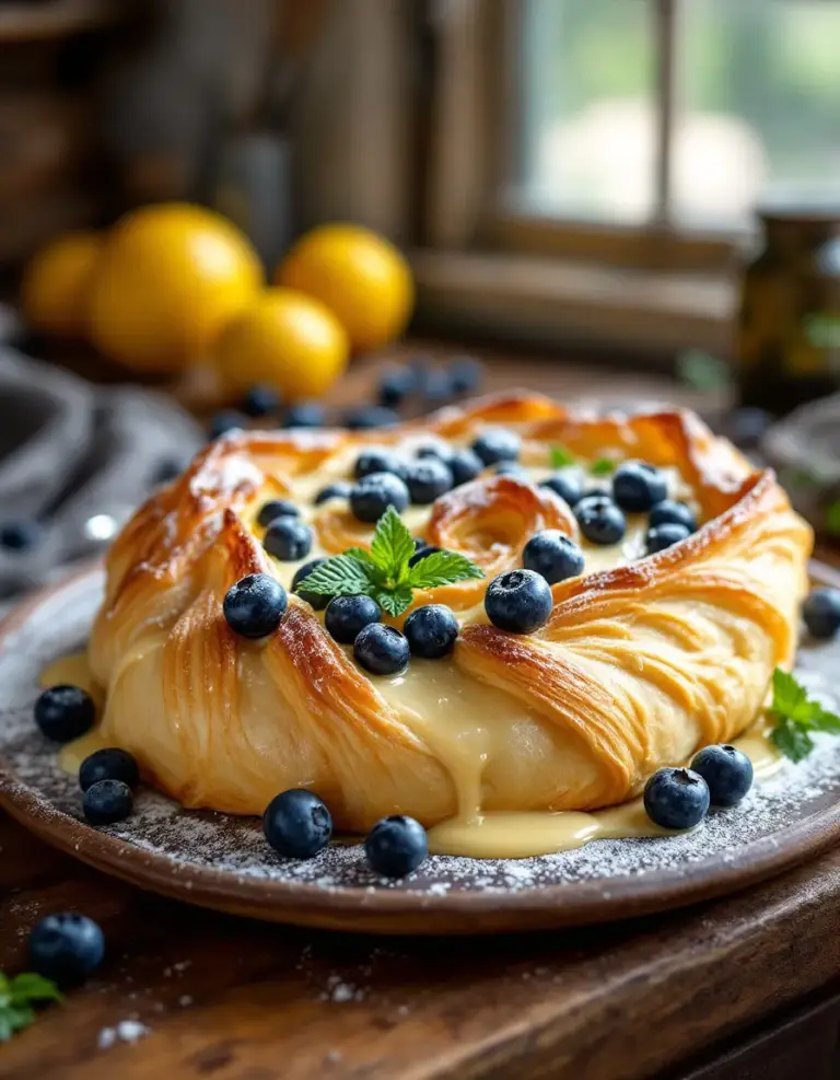 Easy Lemon and Blueberry Soufra with Flaky Phyllo Layers