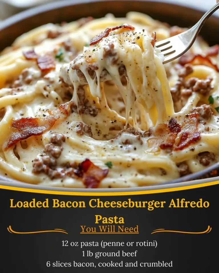 Indulge in Loaded Bacon Cheeseburger Alfredo Pasta Delight