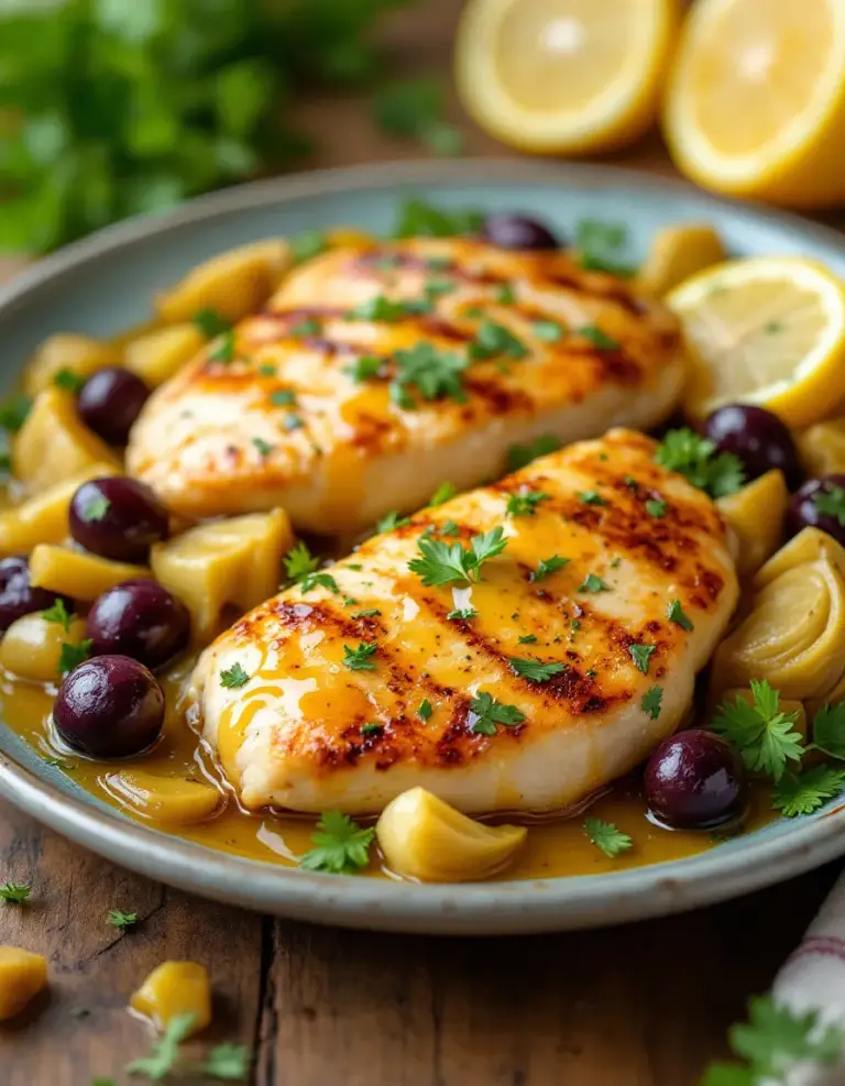 Easy Mediterranean Lemon Chicken with Artichokes & Olives