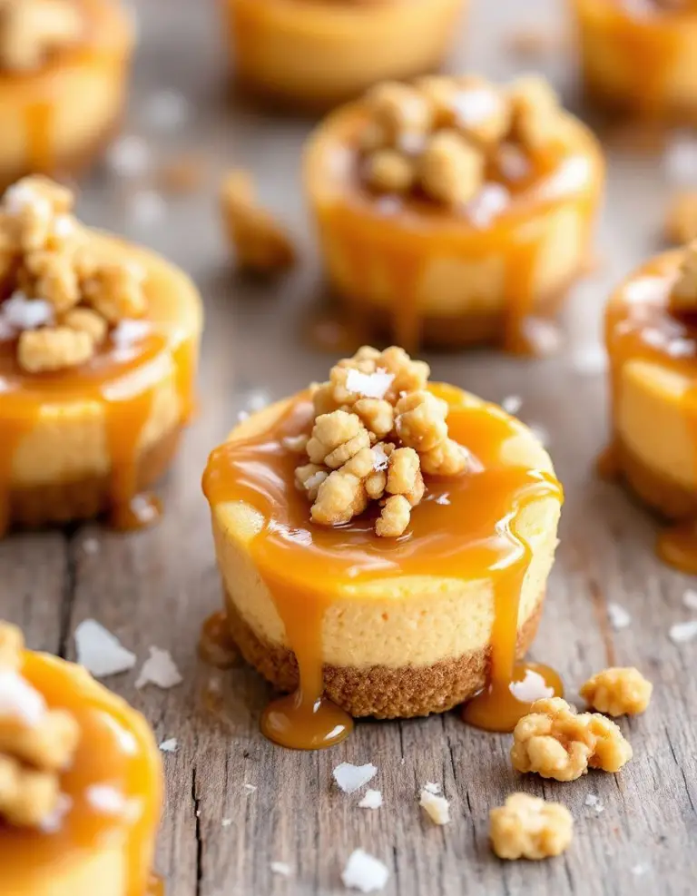 Best Mini Pumpkin Cheesecake Bites with Caramel Topping