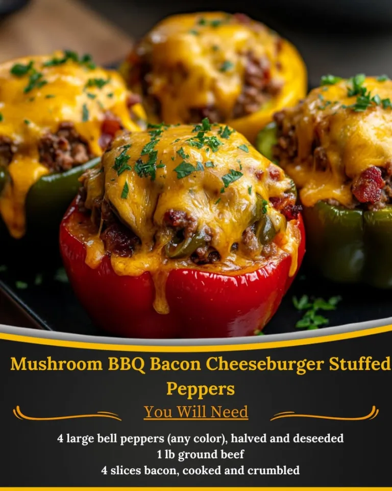 Mouthwatering Mushroom BBQ Bacon Cheeseburger Stuffed Peppers Recipe
