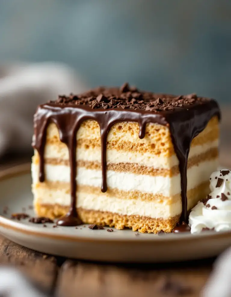 Easy No Bake Eclair Cake with Layers of Graham Crackers
