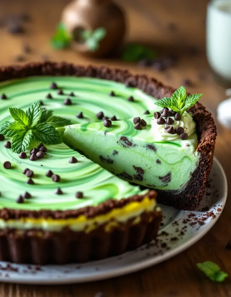 Easy Shamrock Swirl Pie with Creamy Mint Filling