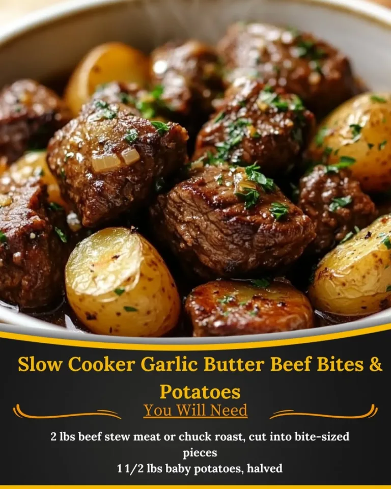 Savory Slow Cooker Garlic Butter Beef Bites with Potatoes Recipe