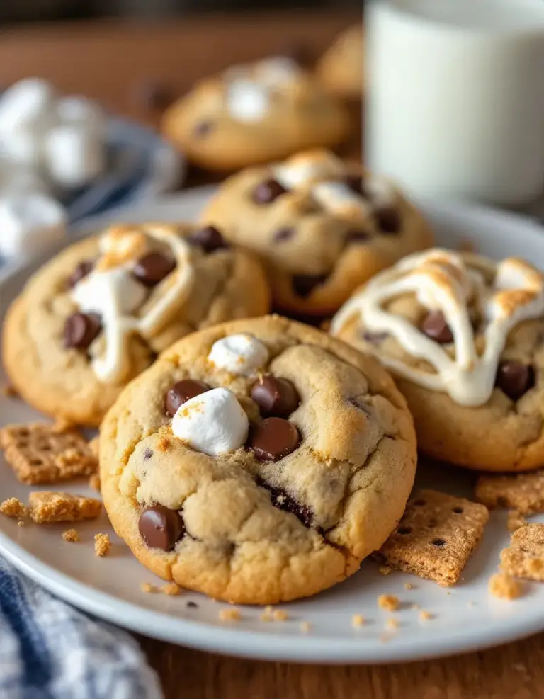 Best S’mores Chocolate Chip Cookies with Gooey Marshmallow