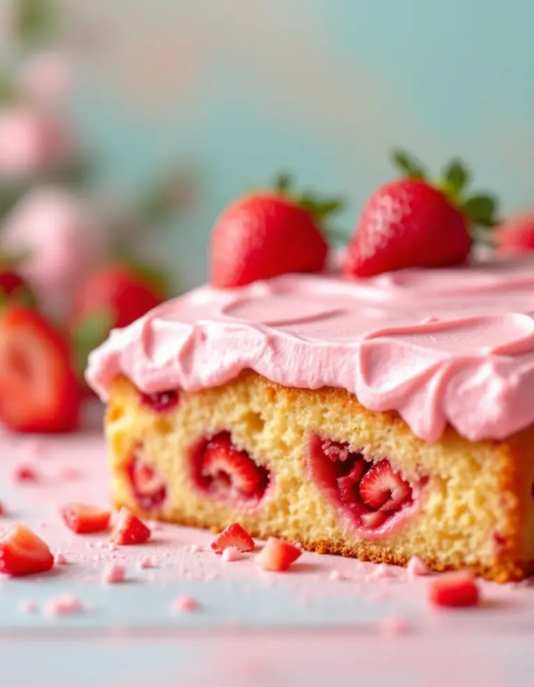 Best Strawberry Sheet Cake with Fresh Strawberries