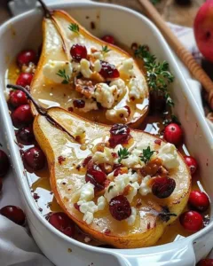 baked-pears-feta-honey-cranberries