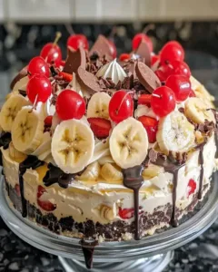 no-bake-banana-split-cheesecake