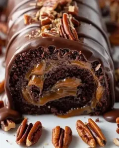gooey-chocolate-caramel-turtle-cake
