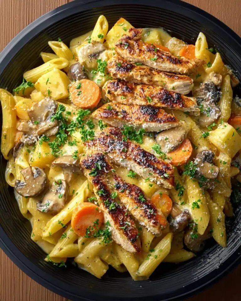Creamy Chicken Penne with Mushrooms and Veggies