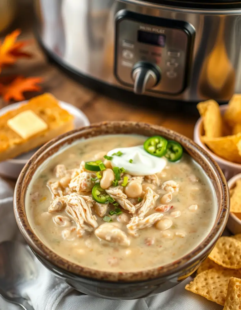 The Easiest Crockpot White Chicken Chili with Cream Cheese (Kid-Friendly Fall Dinner Recipe!)